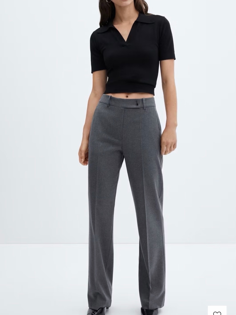 Mango Classic High-Rise wide-Leg tall Pants in Charcoal Gray